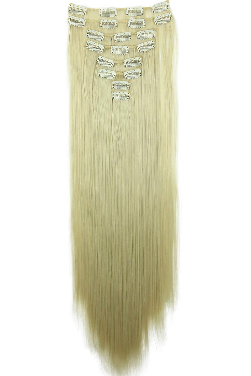 CAISHA XXL 24" 8 Pieces Set Clip In Extensions Hair Extension Hairpiece Straight Light Blond CES8 - Image 1